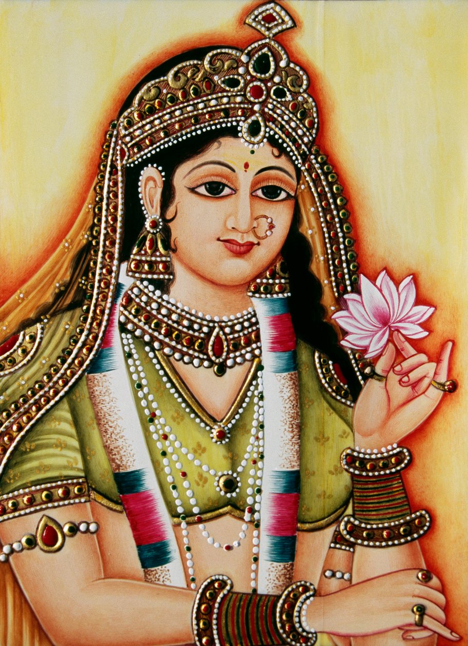 Godin Radha miniatuurschilderij op ivoor door School Indian