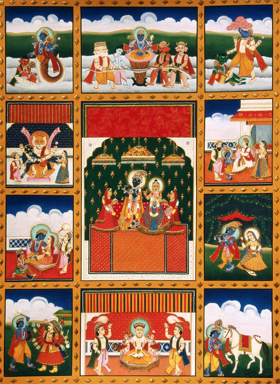 Miniatuurschilderij van Dus Avtar door School Indian
