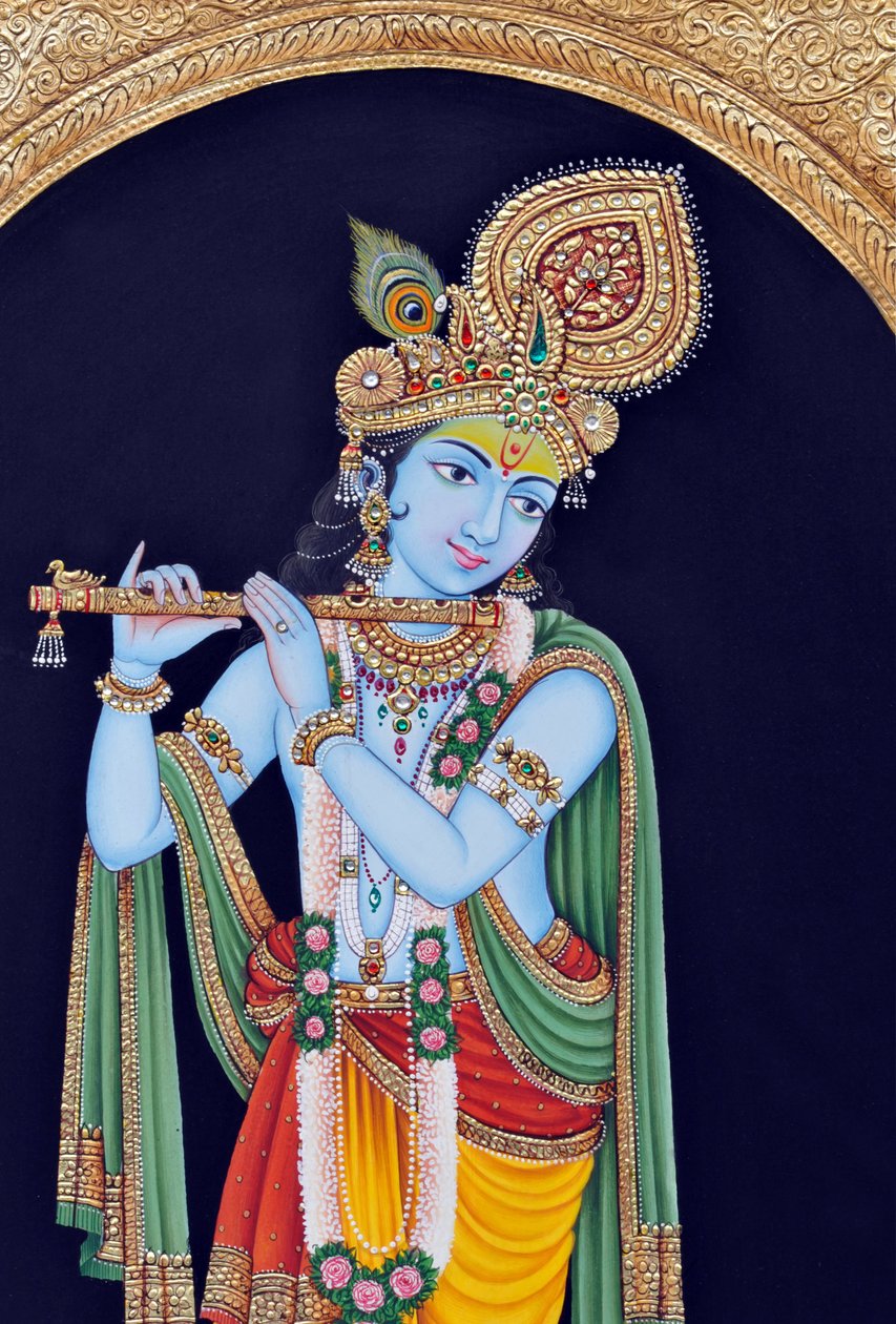 Miniatuurschilderij van God Krishna door School Indian
