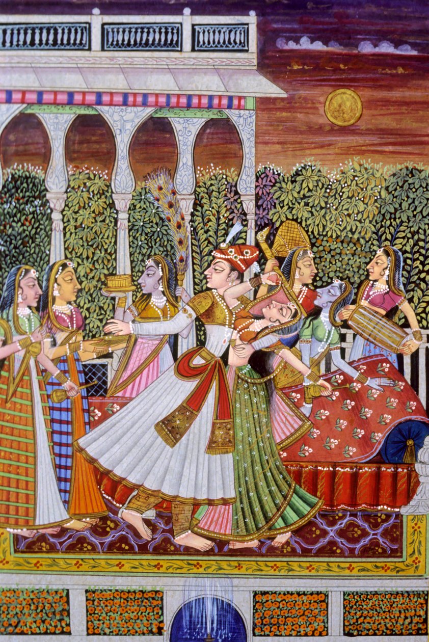 Mughal koning en koningin miniatuurschilderij door School Indian