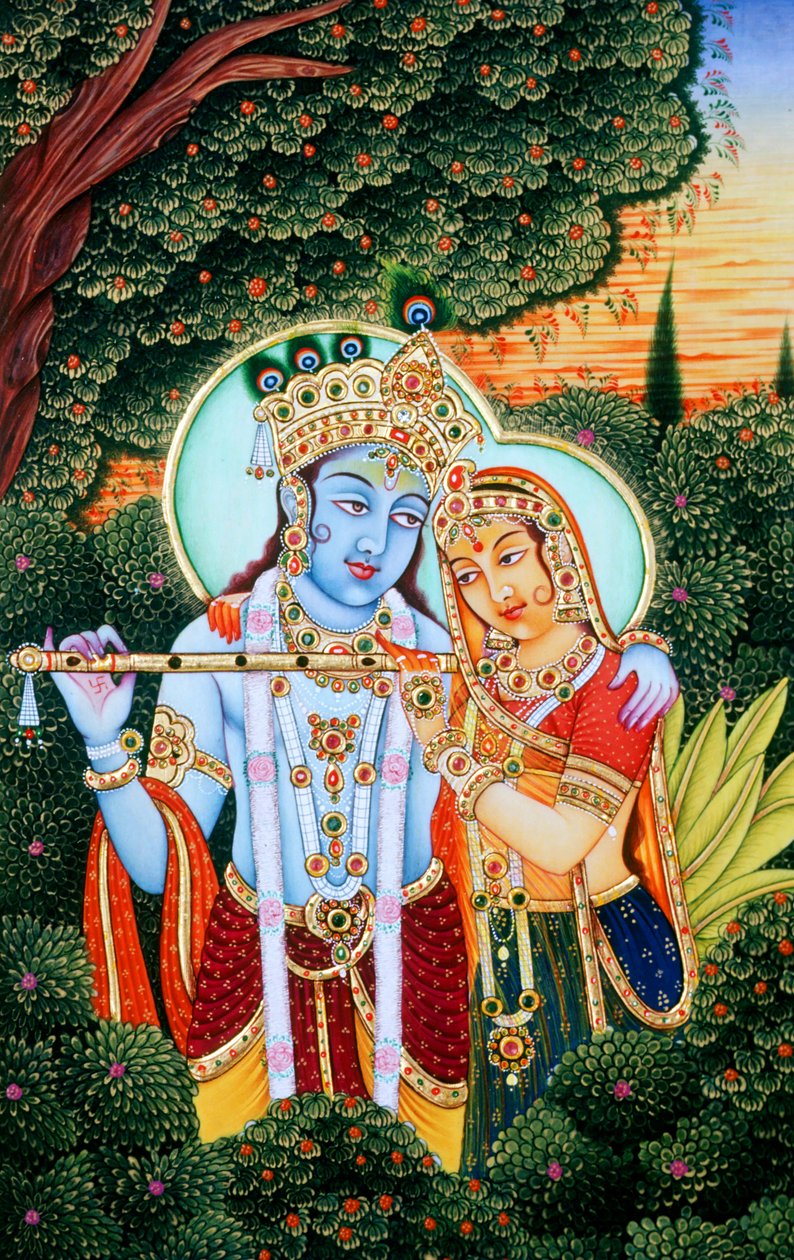 Radha Krishna Miniatuurschilderijen door School Indian