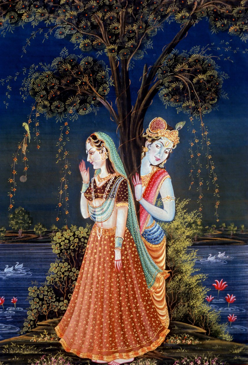 Radha Krishna Miniatuurschilderijen door School Indian