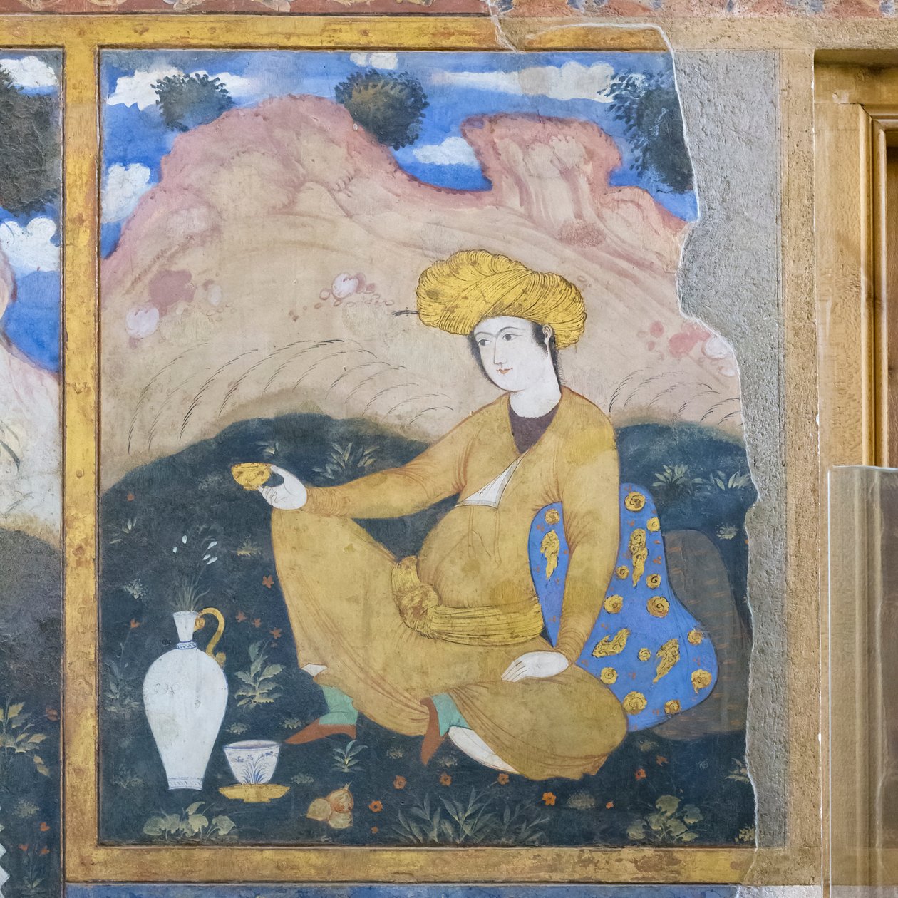 Fresco in het Chehel Sotoun-paleis, Esfahan, Iran door School Iranian