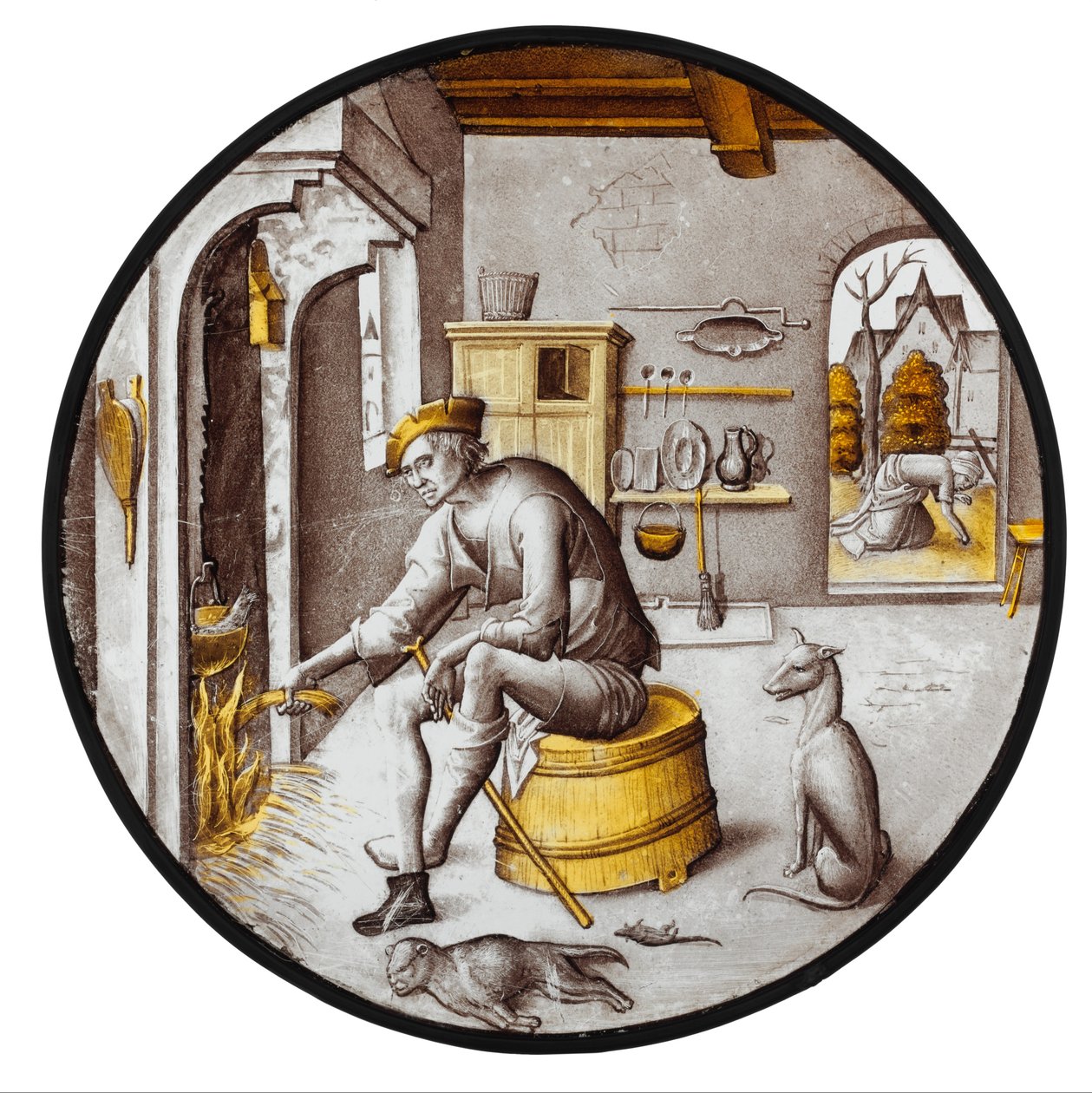 Sorgheloos ("Zorgeloos") in Armoede door School Netherlandish