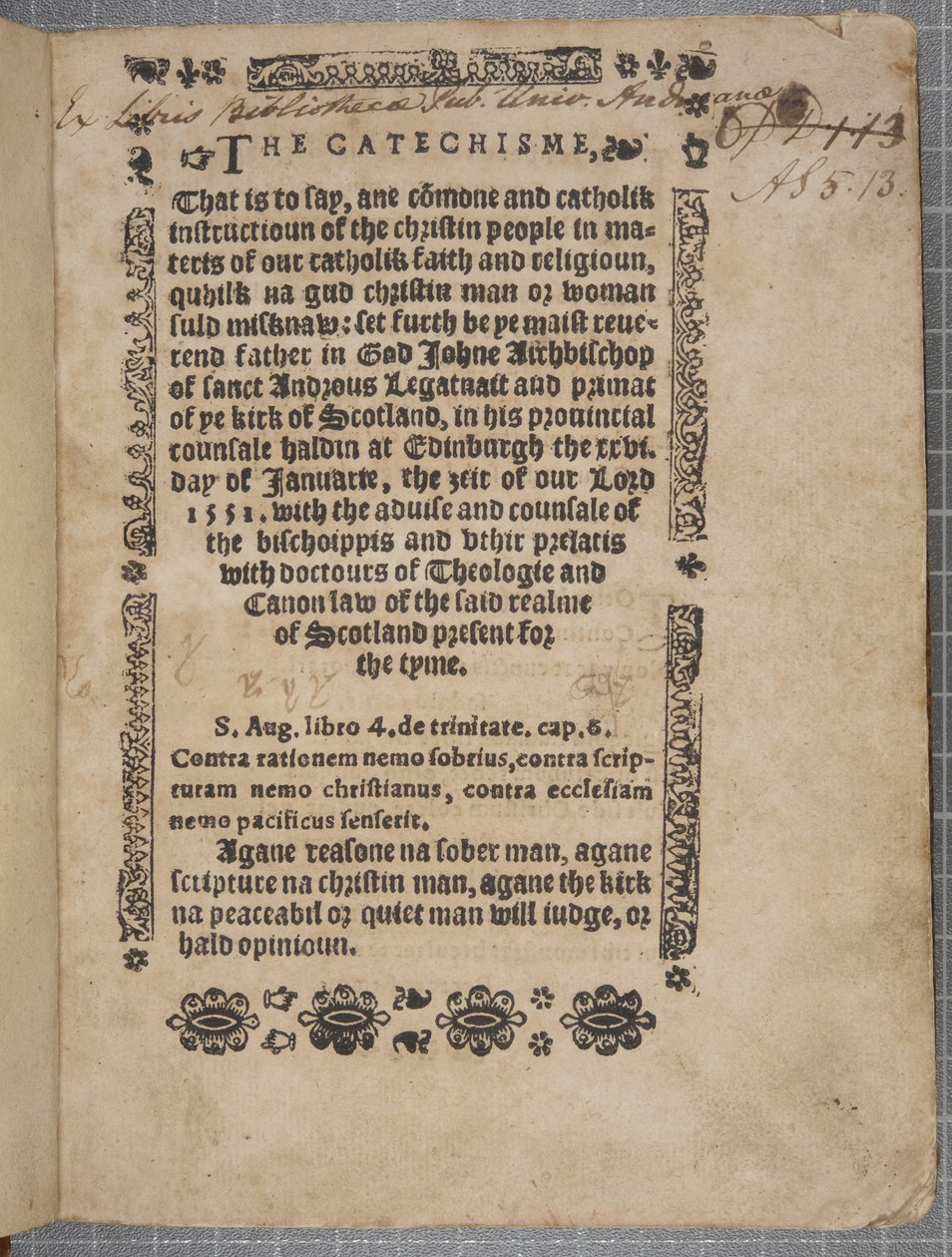 Titelpagina van De Catechismus, 1552 door Scottish School