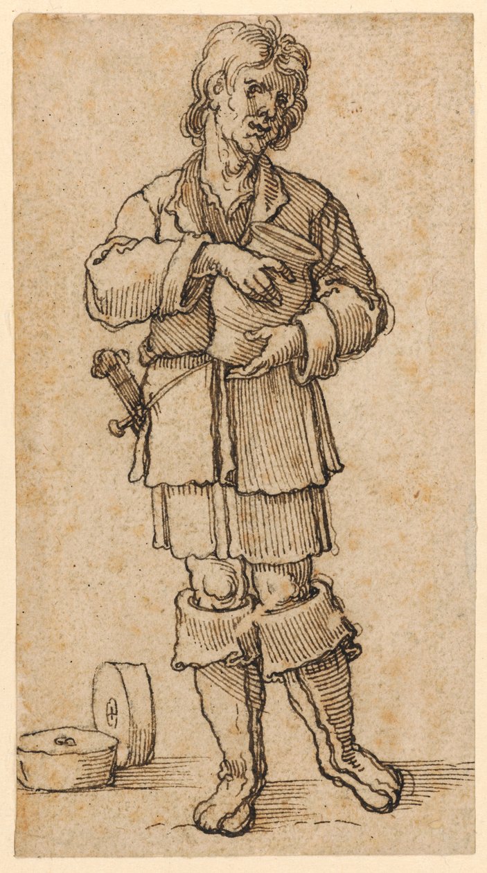 Een jonge boer met een kruik door Sebald Beham
