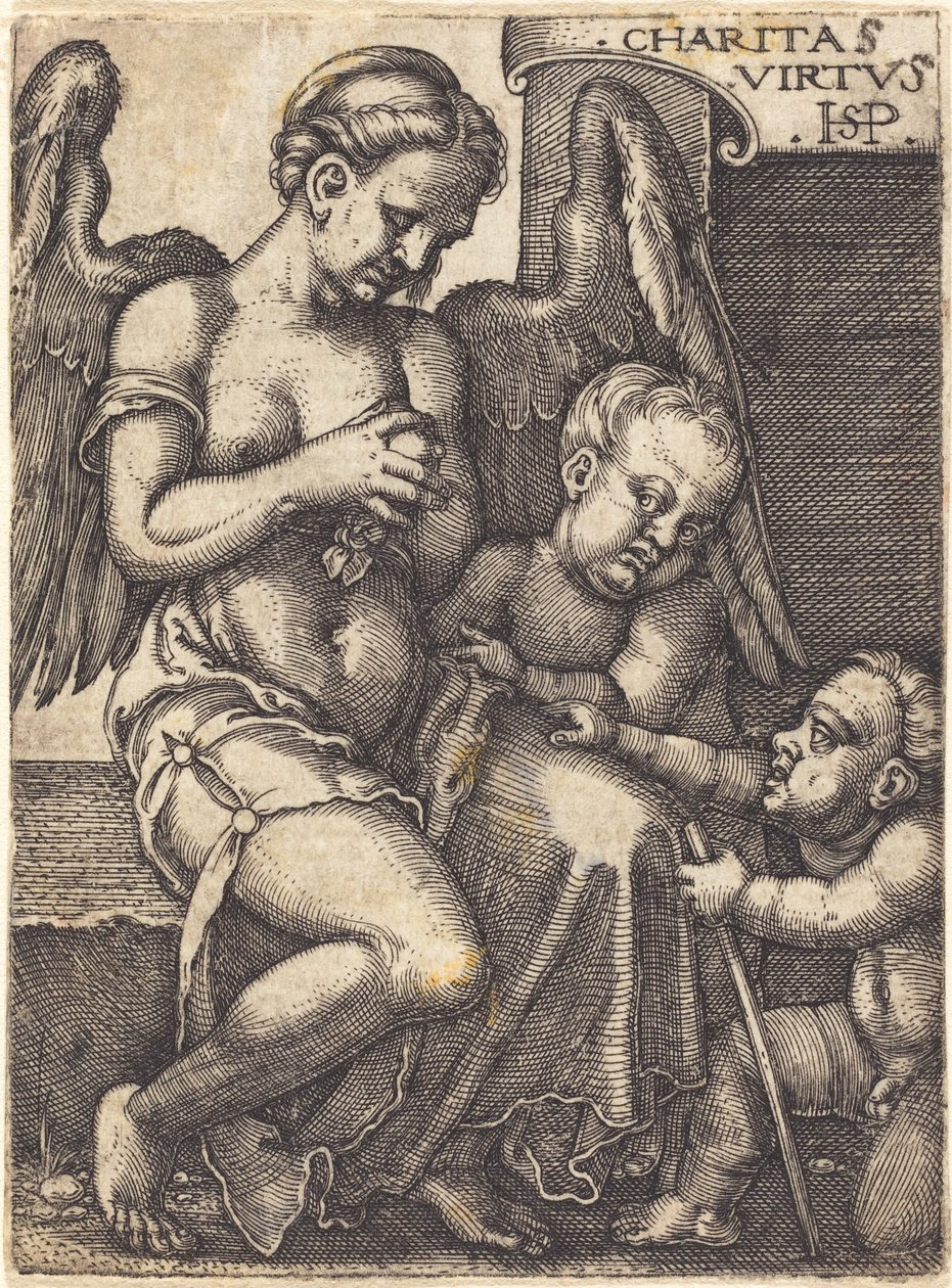Charitas door Sebald Beham