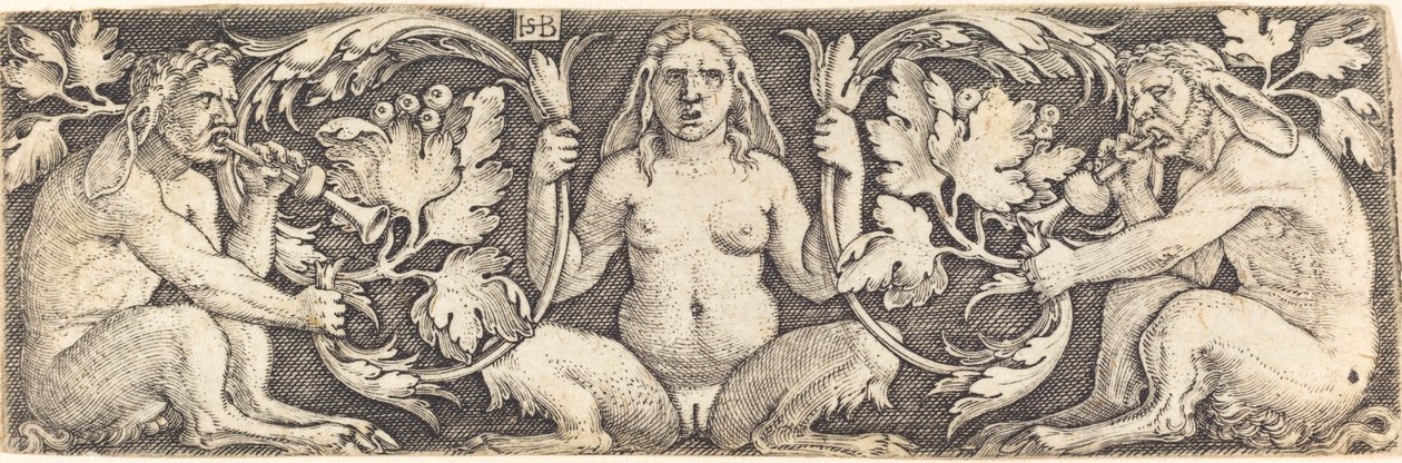 Ornament met Drie Saters door Sebald Beham