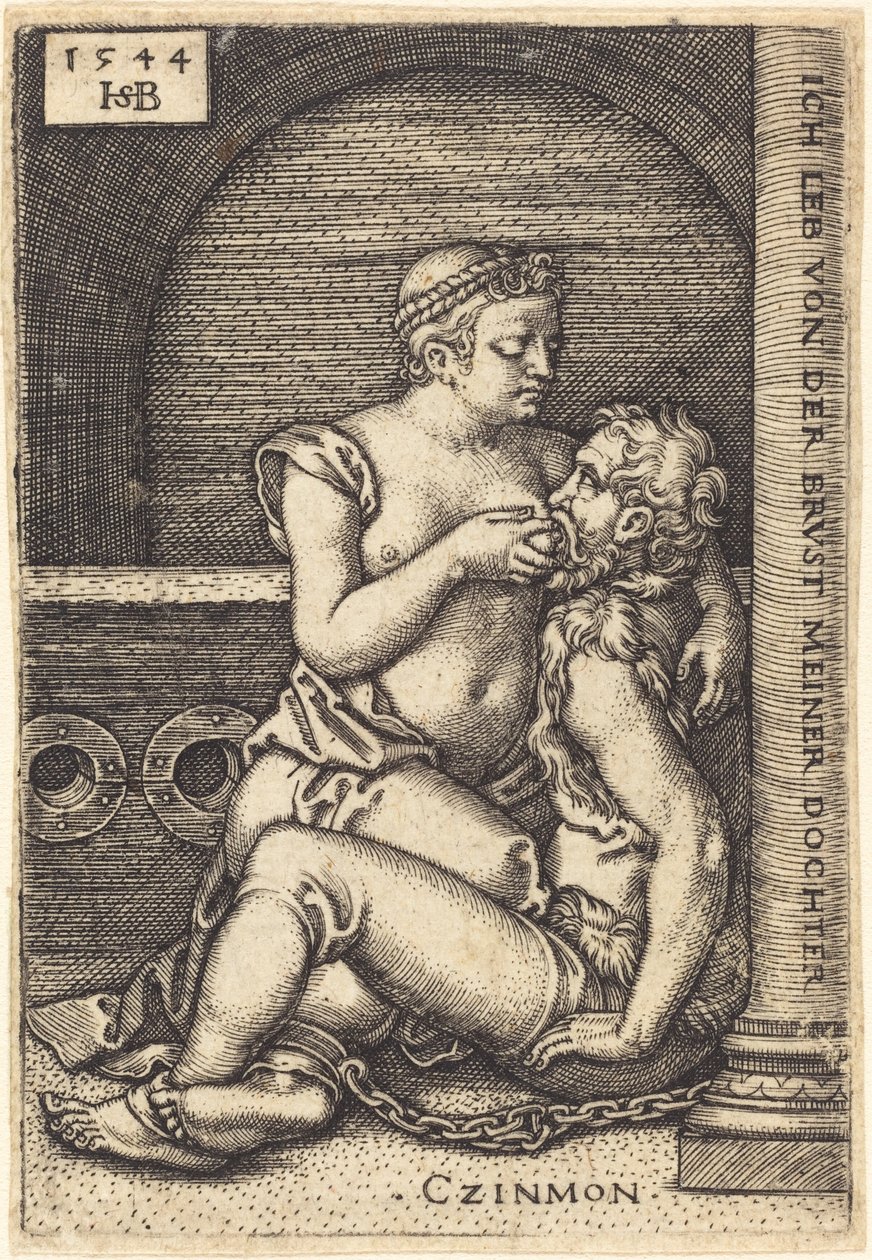 Simon en Zijn Dochter (Cimon en Pero) door Sebald Beham