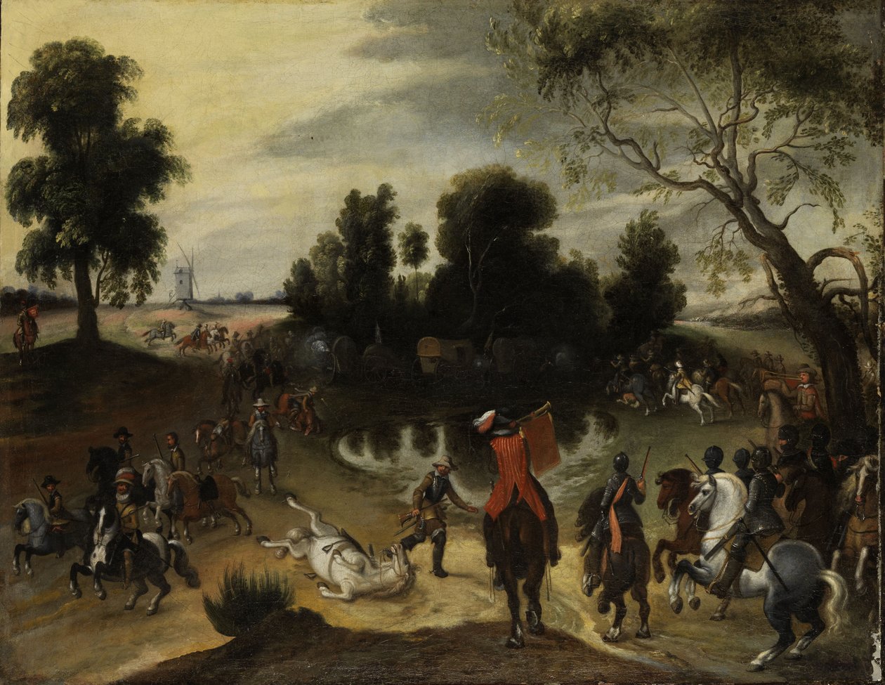 Landschap met een overval door Sebastian Vrancx