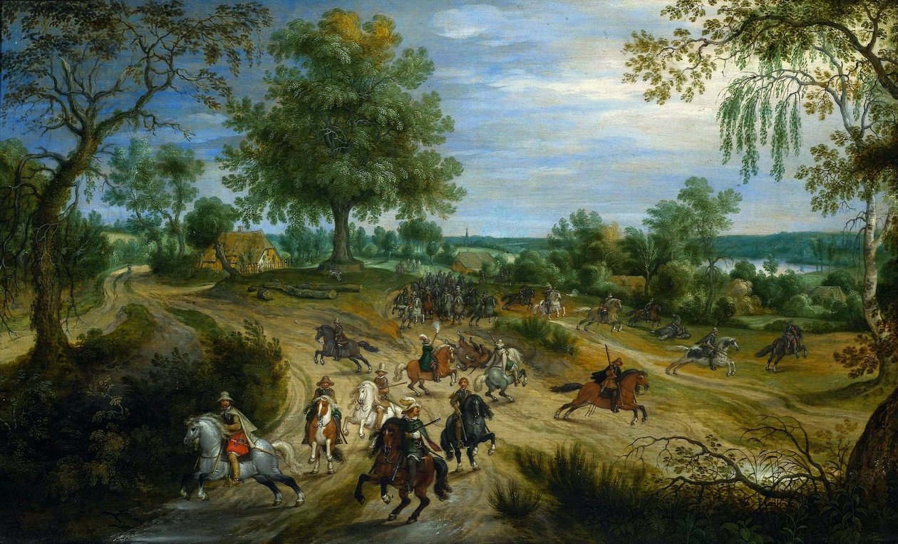 Een schermutseling. door Sebastiaen Vrancx