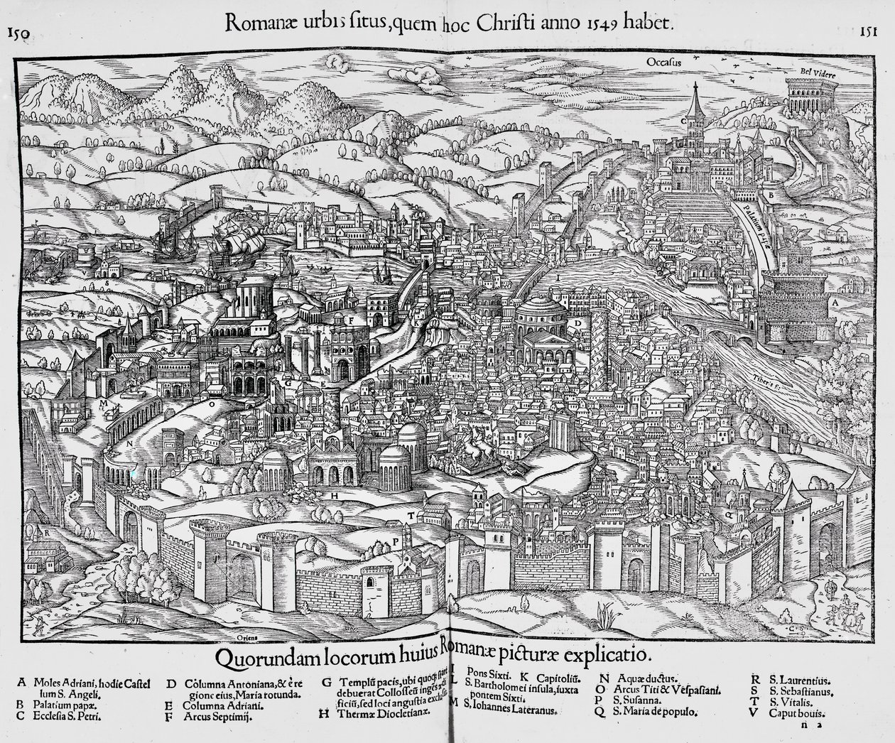 Stad Rome, ca. 1550 door Sebastian Munster