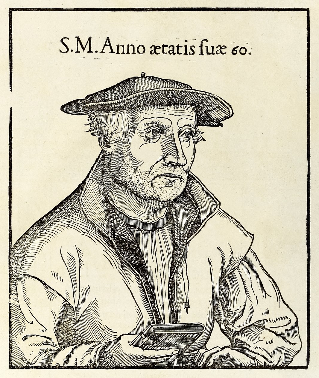 Portret van Sebastian Munster uit een 1550 editie van zijn Cosmographia door Sebastian Munster