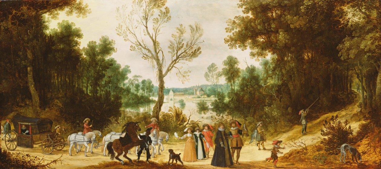 Een bebost landschap door Sebastian Vrancx