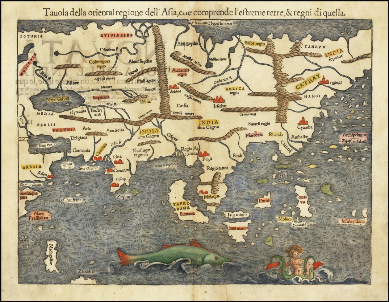 1550 kaart van Azië door Sebastian Münster door Sebastian Munster
