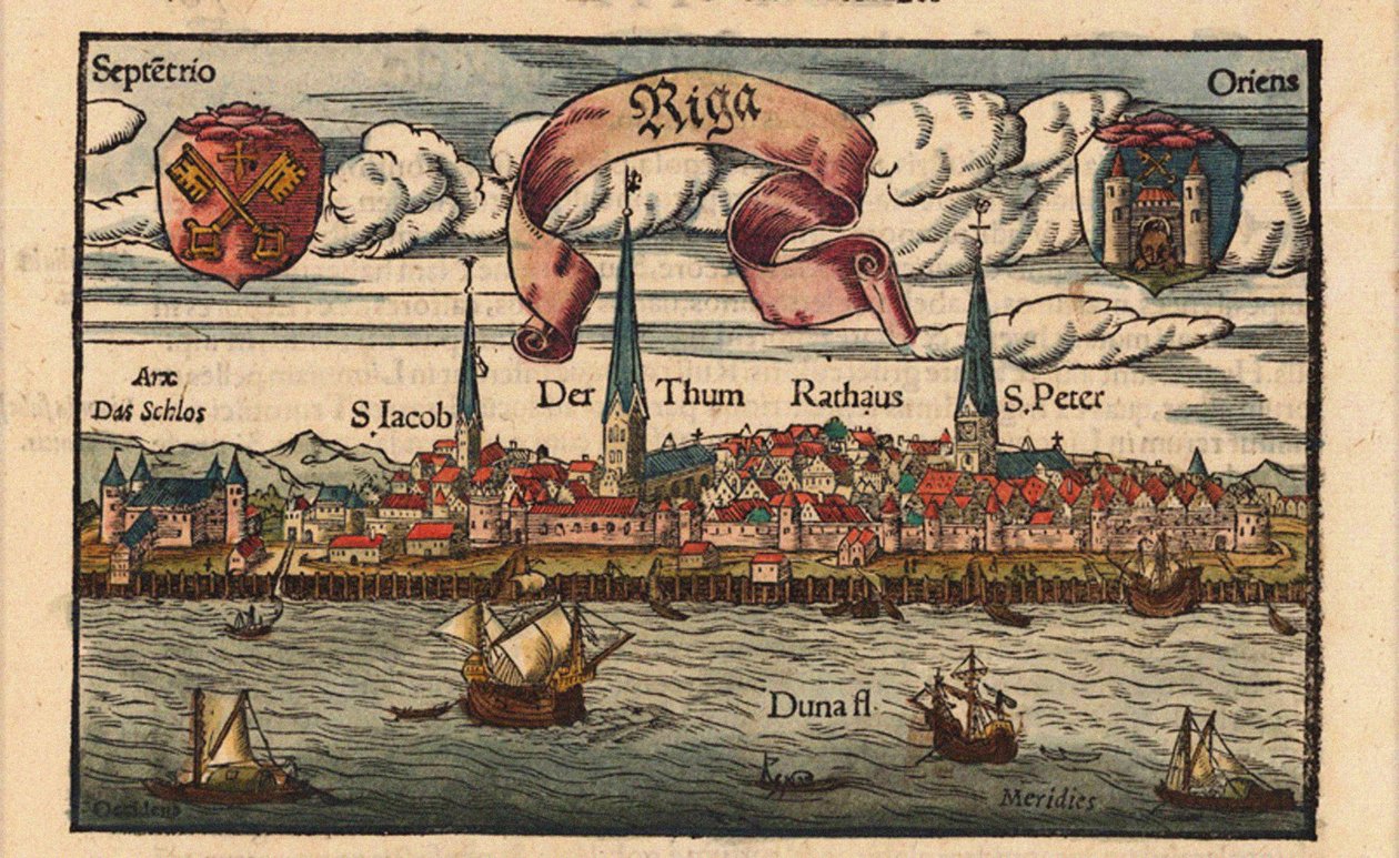 Riga uit de Cosmographia, ca. 1568 door Sebastian Munster