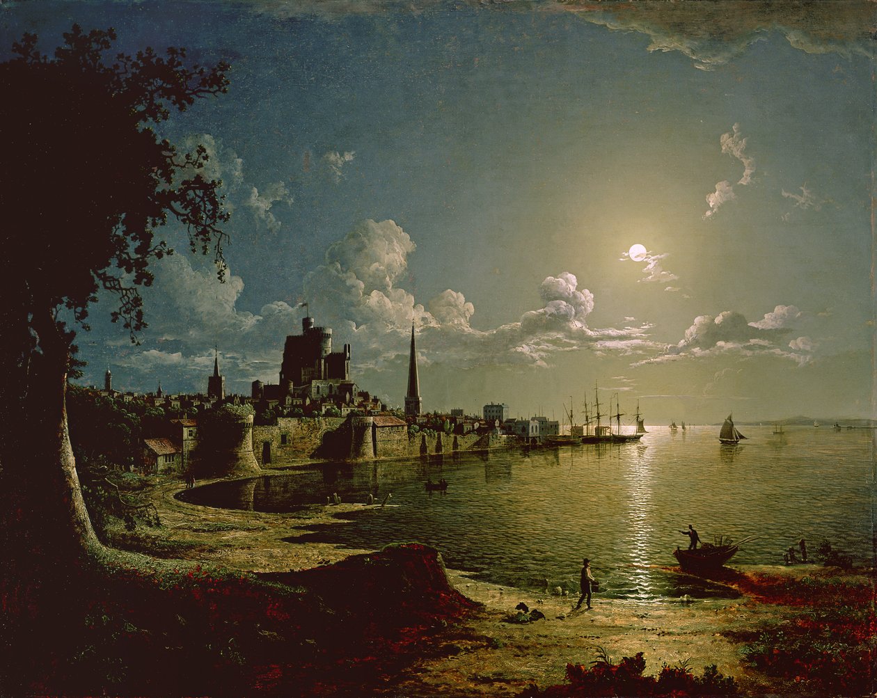 Maanlichtscène, Southampton, 1820 door Sebastian Pether