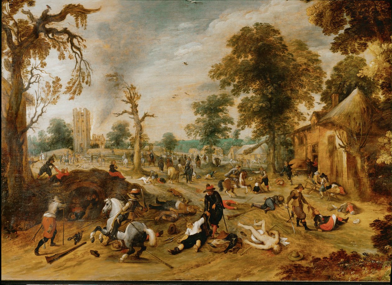 Plundering van een dorp ... door Sebastian Vrancx