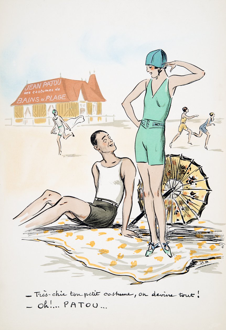 Jean Patou zijn bad- of strandkostuums, uit White Bottoms, uitgegeven 1927 door Sem