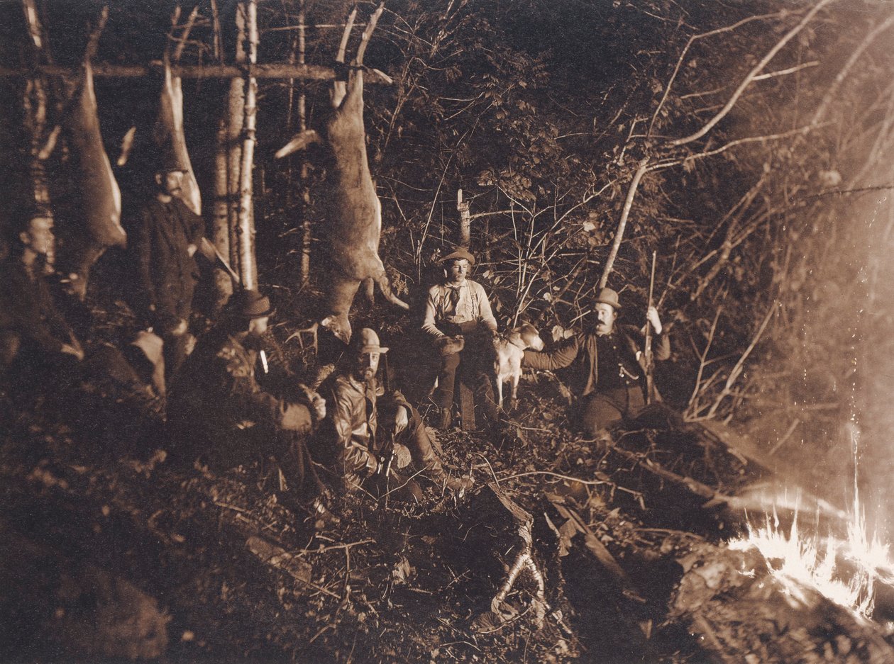 De geweien, open kamp, Raquette Lake door Seneca Ray Stoddard