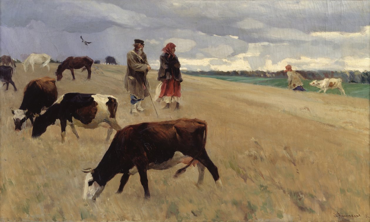Op het stoppelland, 1896 door Sergei Arsenevich Vinogradov