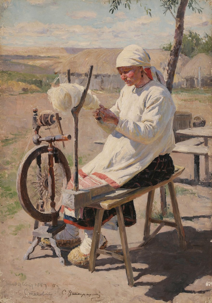 De spinner, 1895 door Sergei Arsenevich Vinogradov
