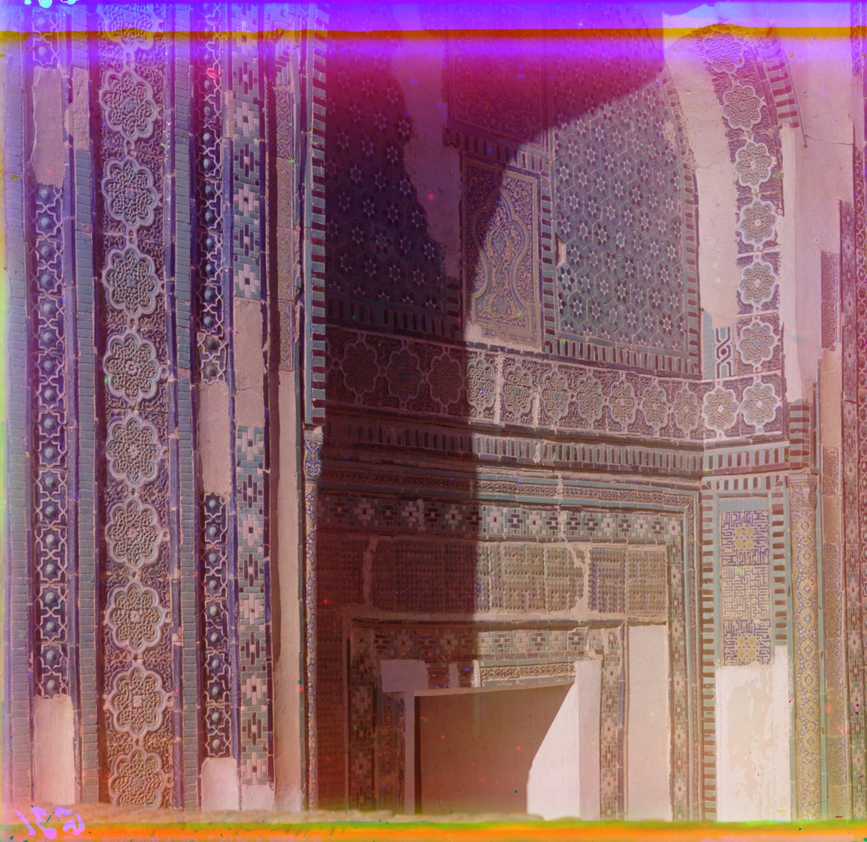 Decoratie op Amirzadeh Mausoleum, Samarkand, 1905-1915 door Sergey Prokudin Gorsky