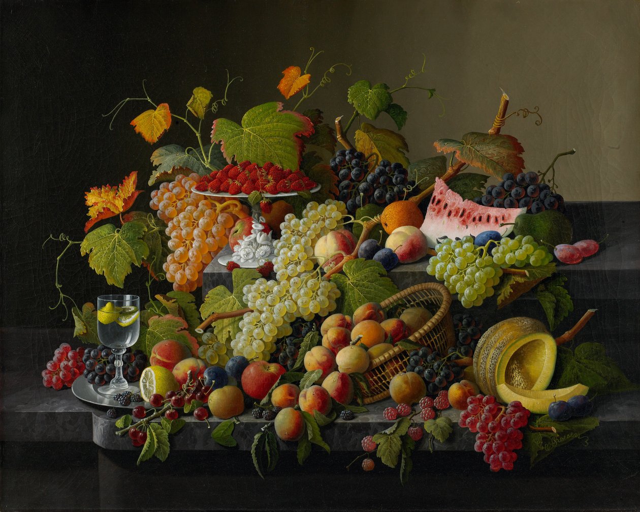 Overvloedig Fruit, 1858 door Severin Roesen