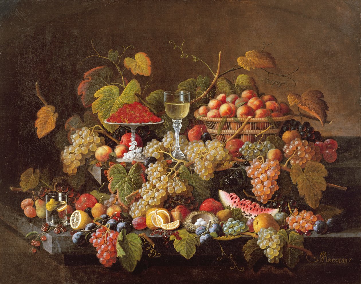 Stilleven met fruit door Severin Roesen