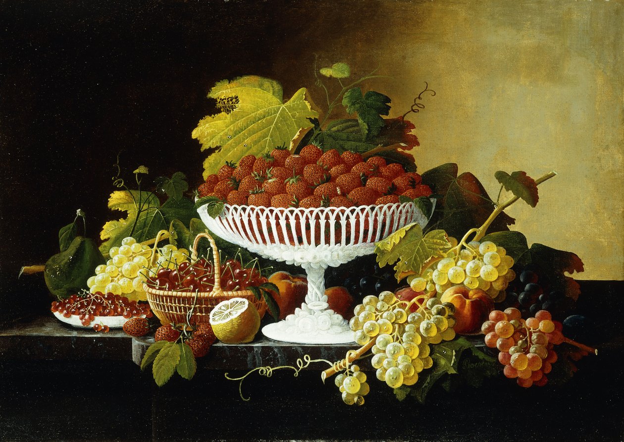 Stilleven met aardbeien door Severin Roesen