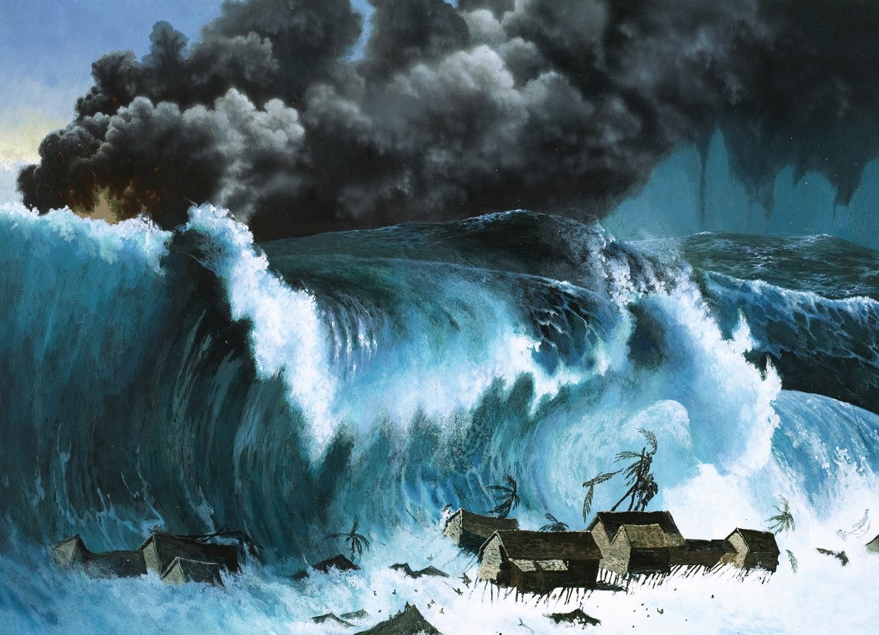 Tsunami na uitbarsting van Krakatau door Severino Baraldi