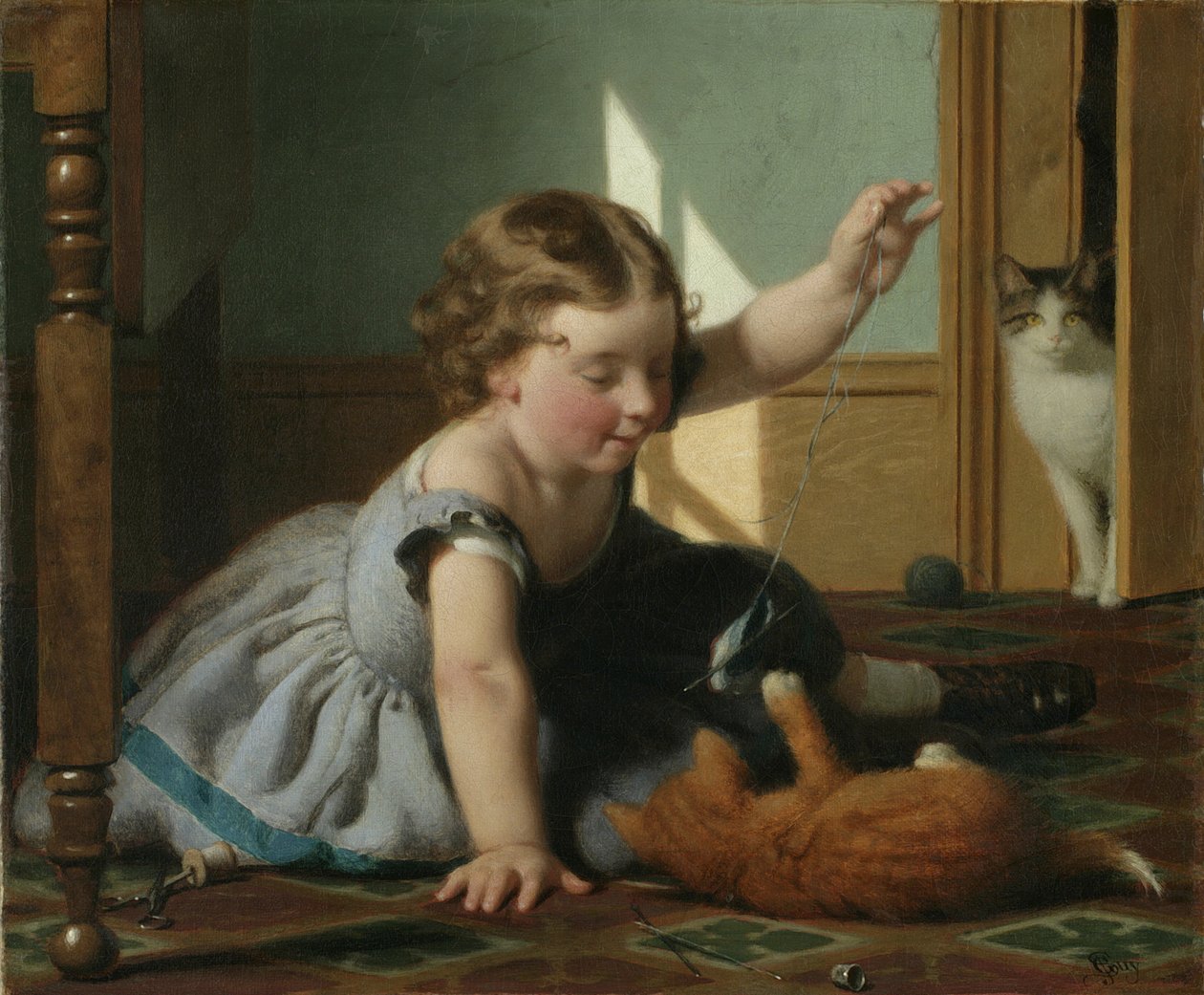 Meisje en Kitten door Seymour Joseph Guy