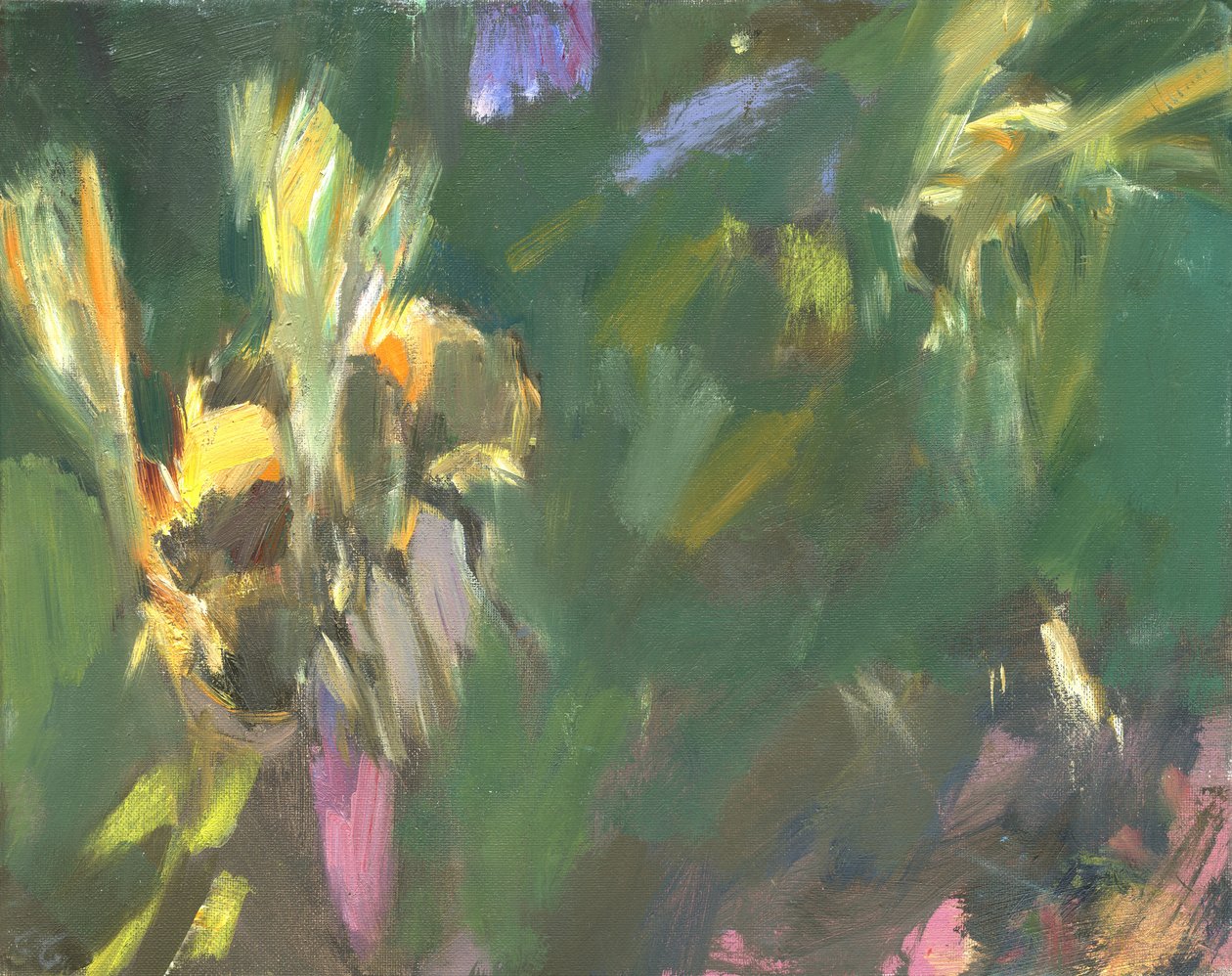 Bee 1, 2024 (olieverf op board) door Shaun Carey