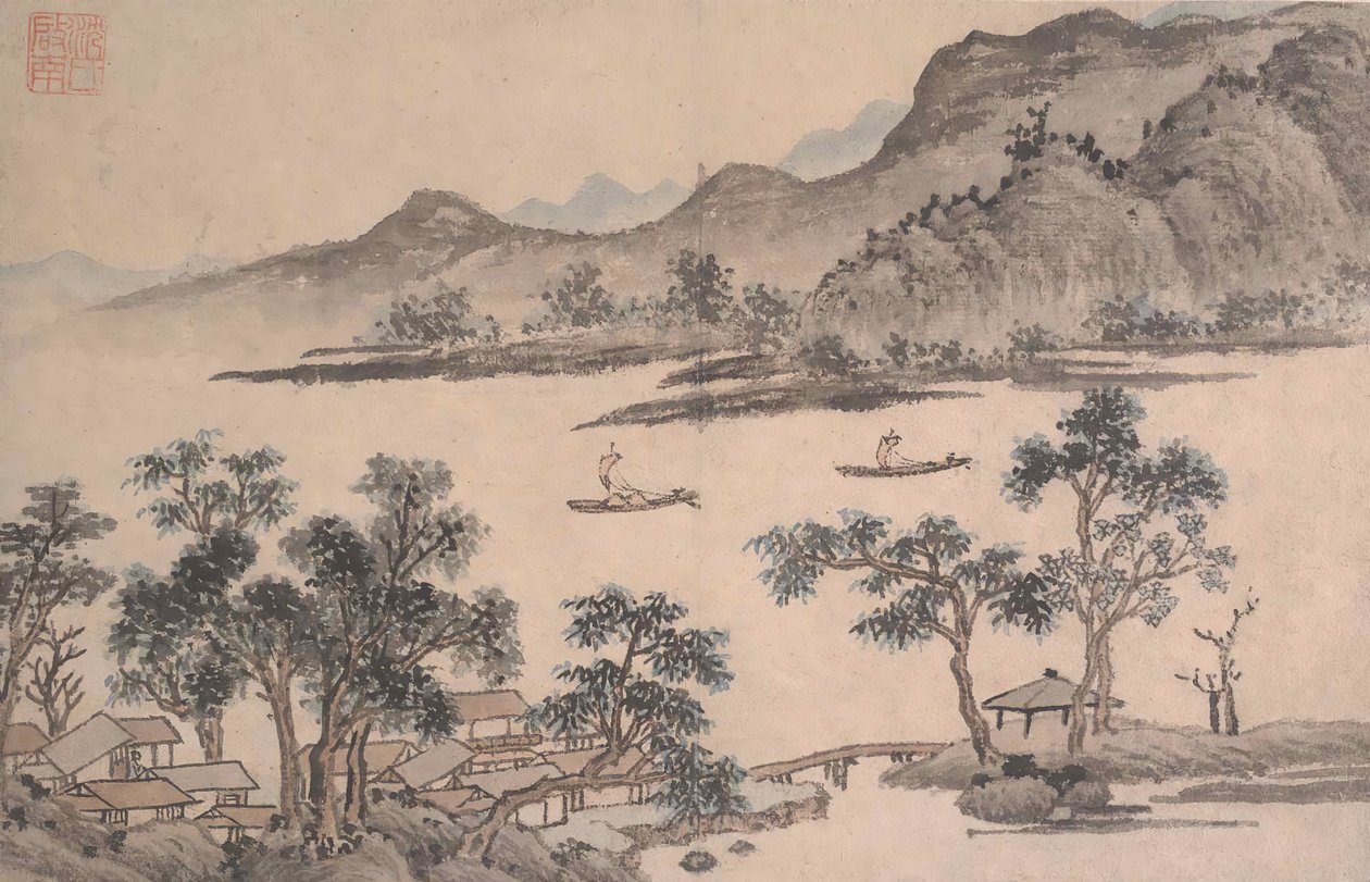 Landschap met Zeilboten door Shen Zhou