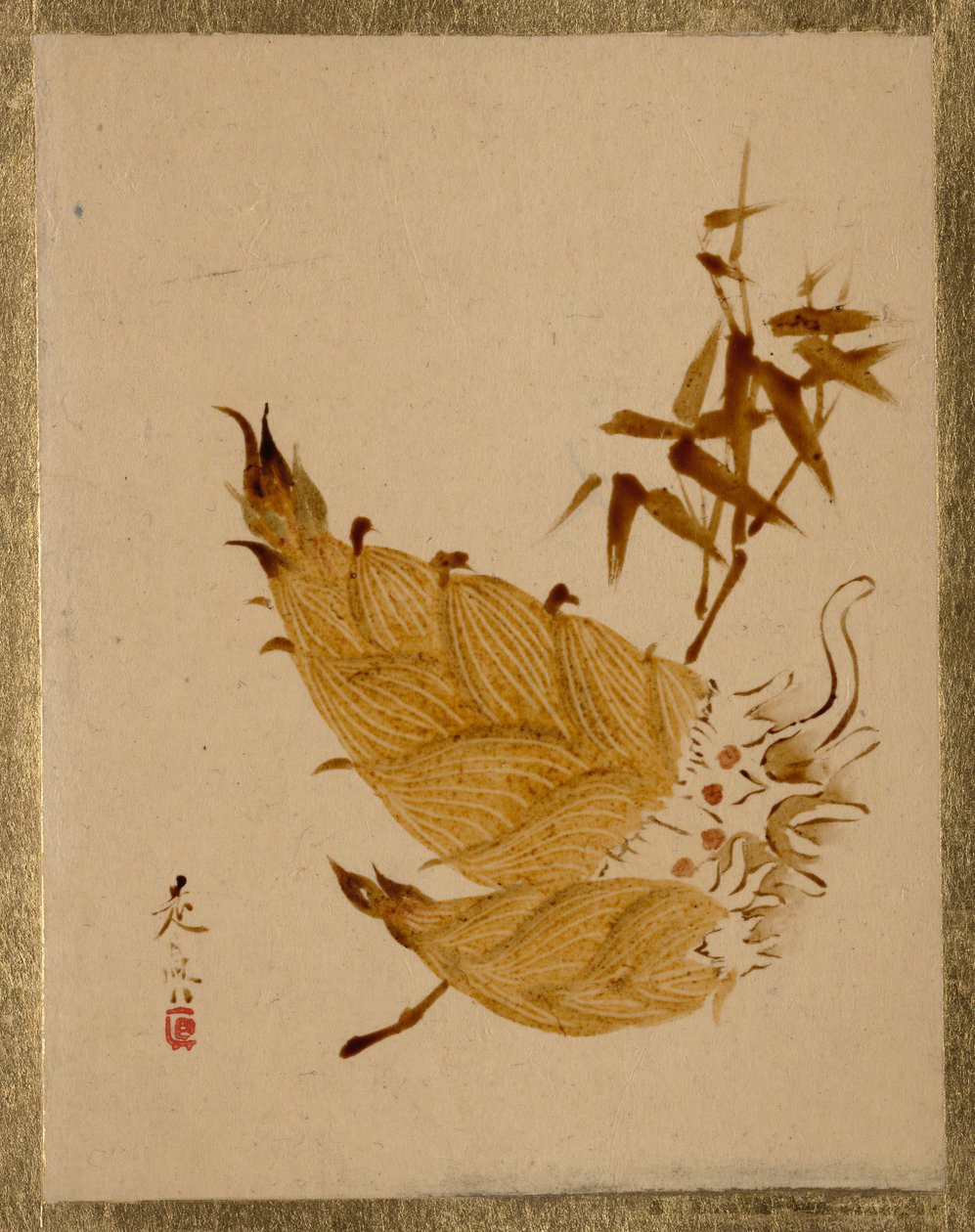 Bamboescheuten door Shibata Zeshin