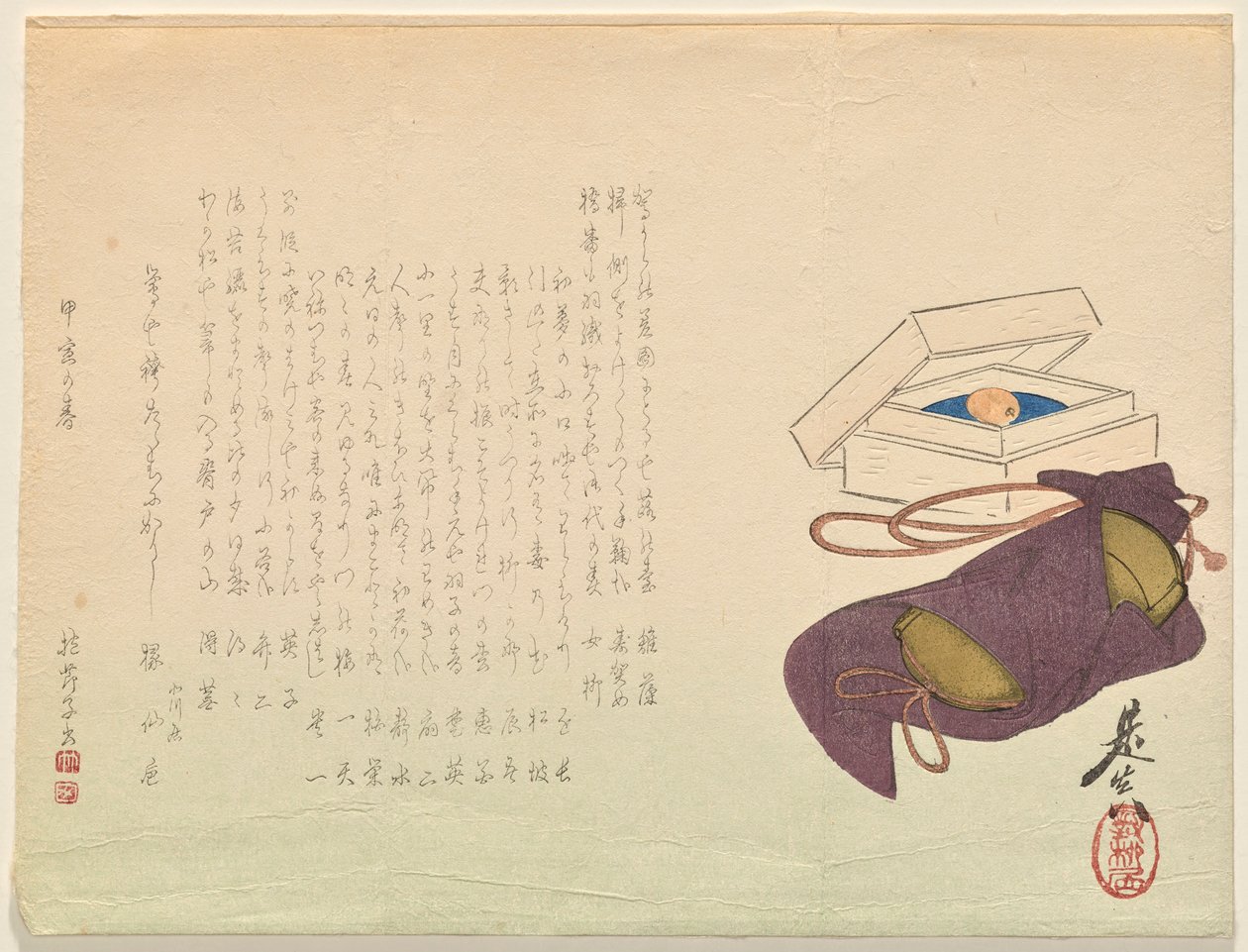 Japanse boterbloem en inr? door Shibata Zeshin