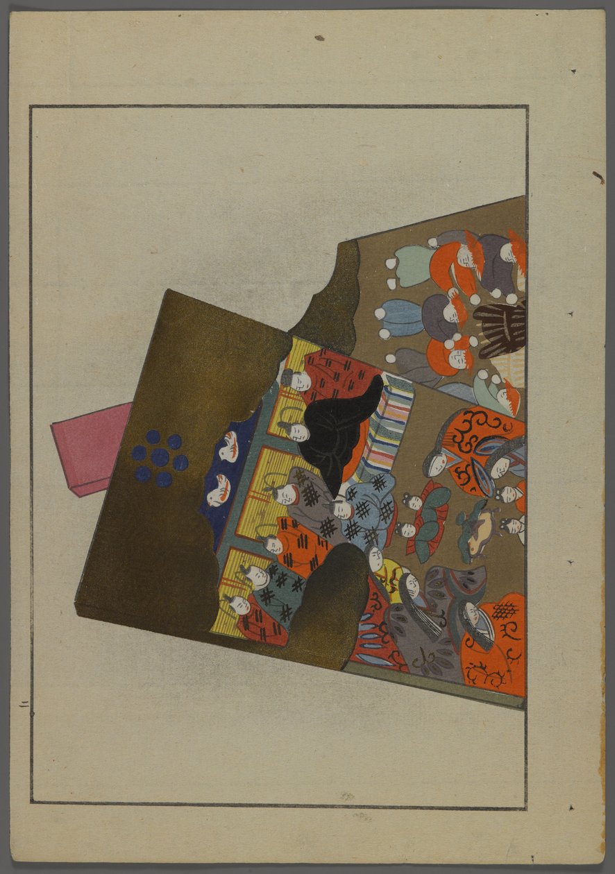 Japanse speelgoed, uit Unai no tomo (Vrienden van een kind) door Shimizu Seifu, 1891-1923. Hanetsuki peddels. door Shimizu Seifu