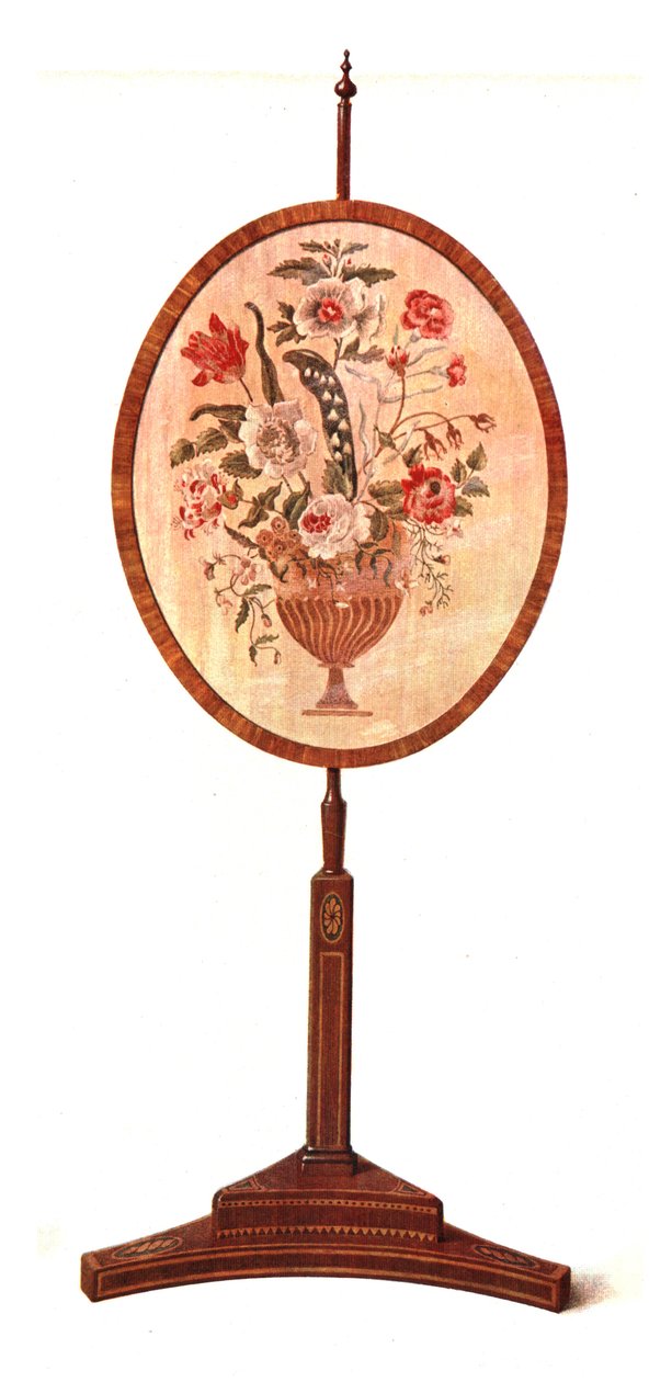Ingelegde mahoniehouten polescherm, 1908 door Shirley Charles Llewellyn Slocombe