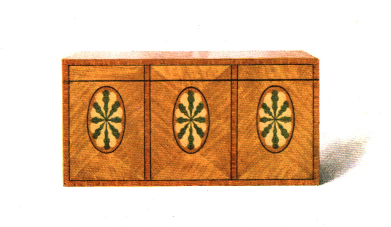 Ingelegde satijnen theekist, 1908 door Shirley Charles Llewellyn Slocombe