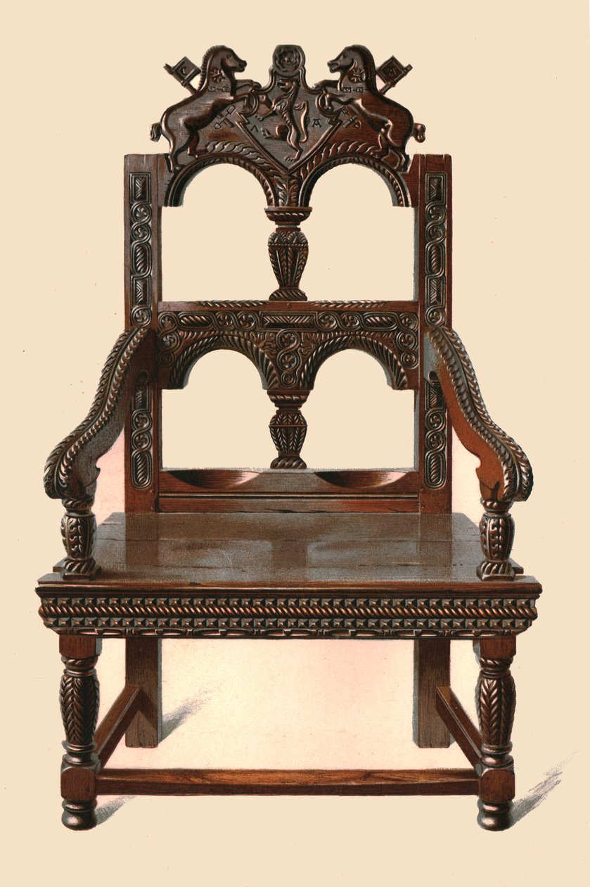 Eiken Cacqueteuse stoel, 1904 door Shirley Charles Llewellyn Slocombe