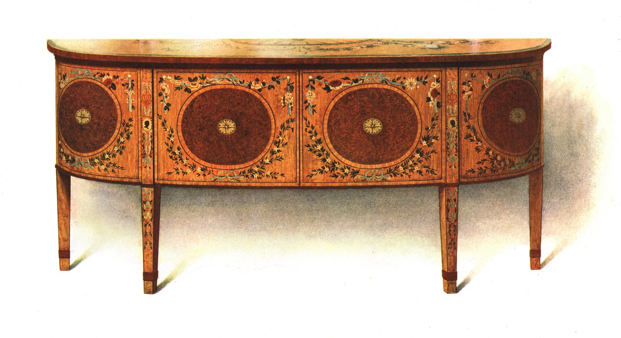 Geschilderd dressoir-commode, 1908 door Shirley Charles Llewellyn Slocombe