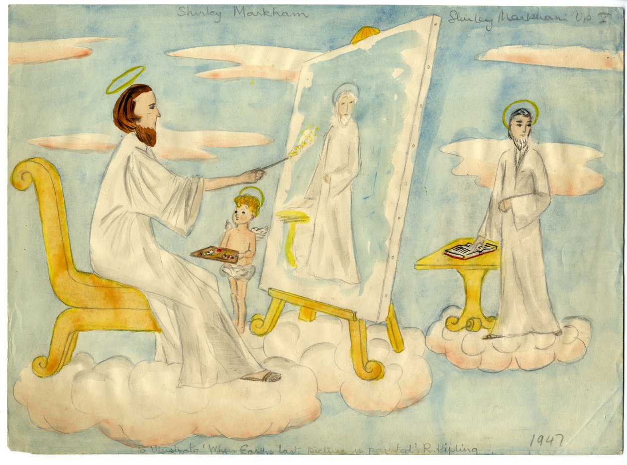 Engel schildert een schilderij, 1947 door Shirley Markham