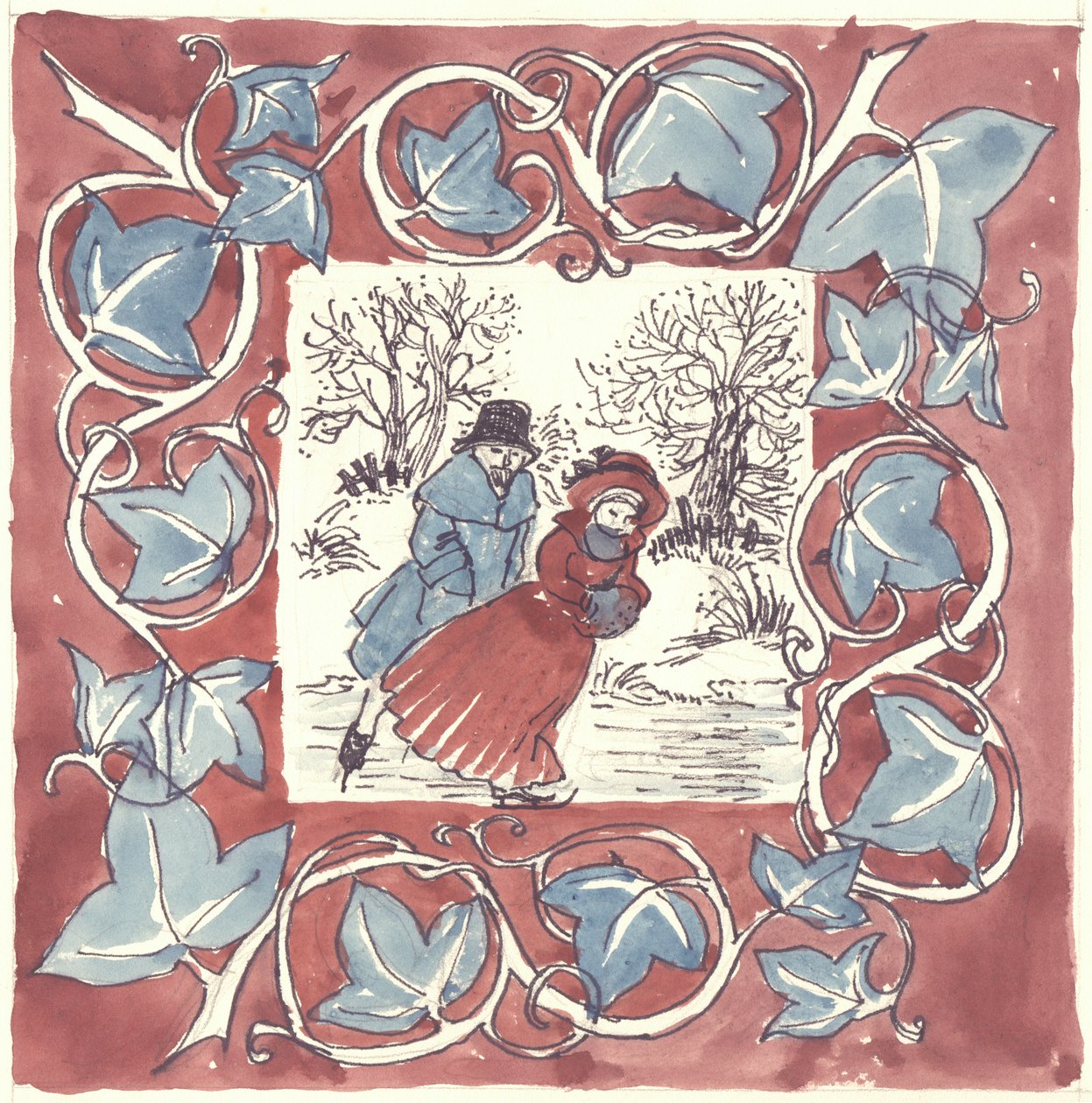 Kerstschaatsers, ca. 1970 door Shirley Markham