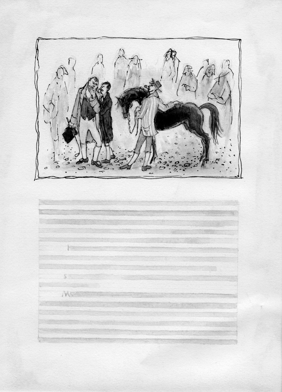 Mannen met paard, 1952 door Shirley Markham