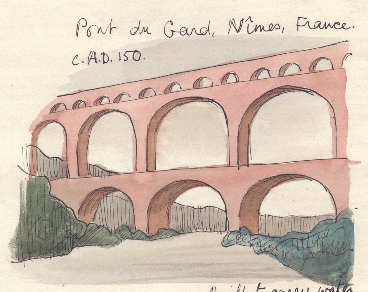 Pont du Gard, 1951 door Shirley Markham
