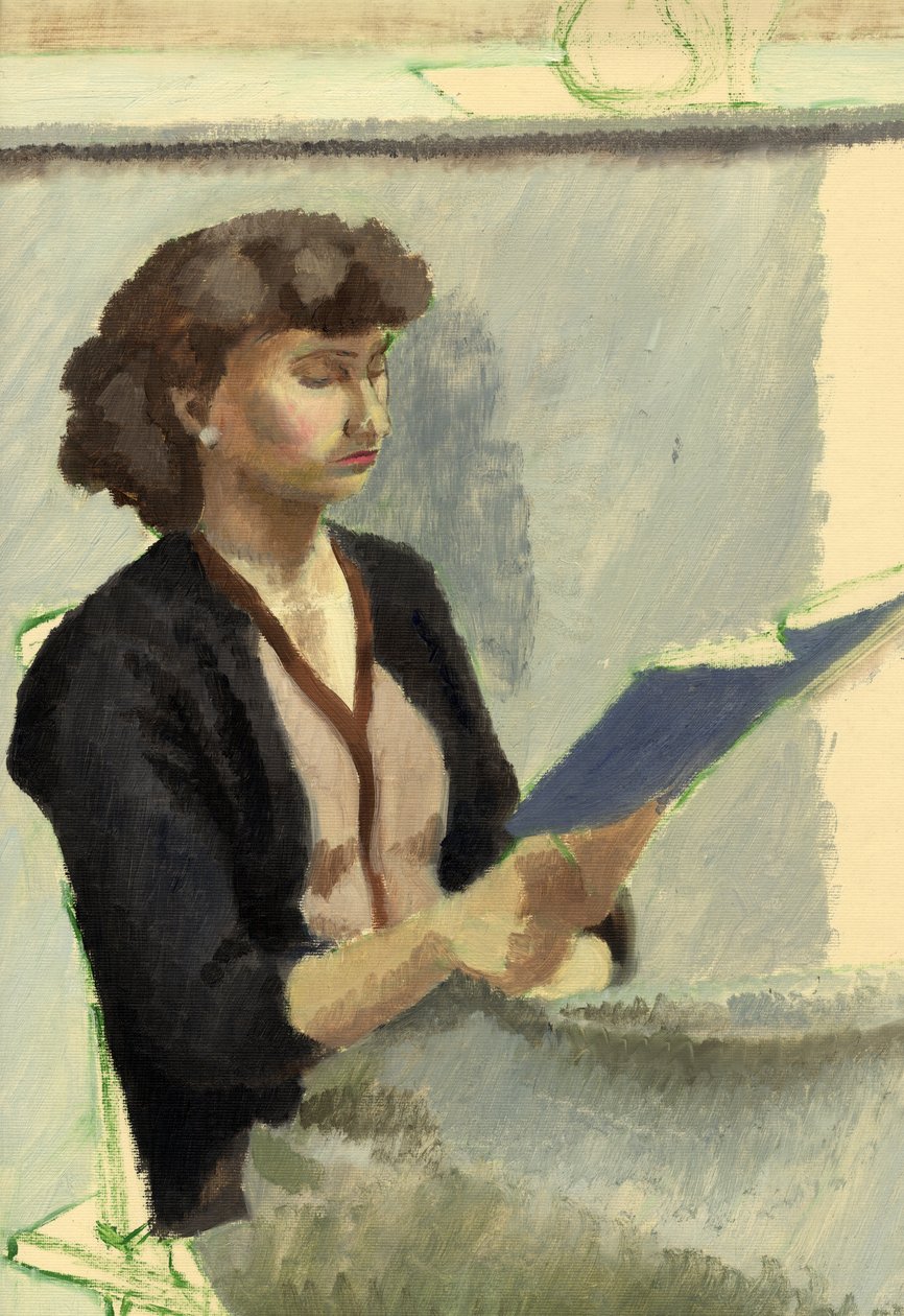 Zittende vrouw die leest, ca. 1953 door Shirley Markham