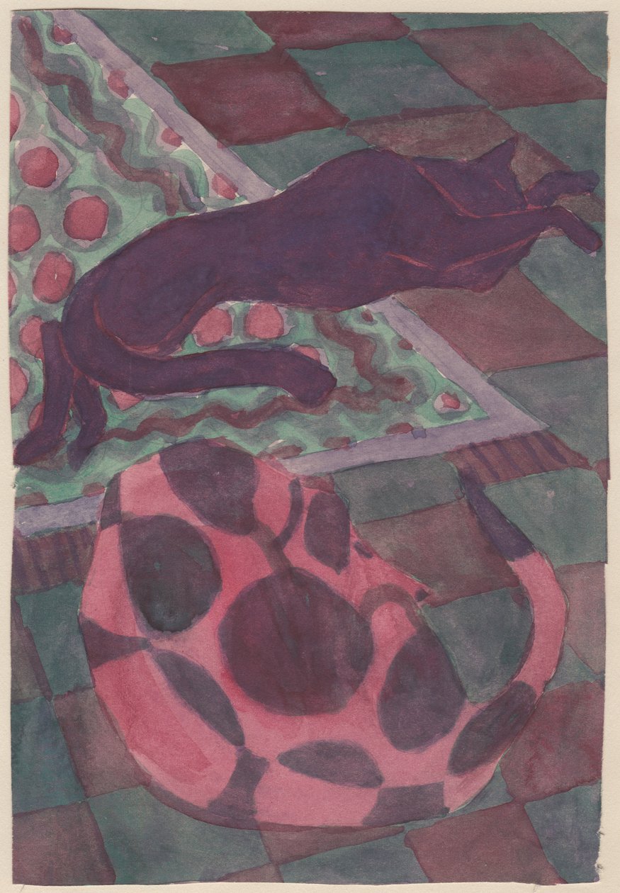 Slapende hond en kat, ca. 1951 door Shirley Markham