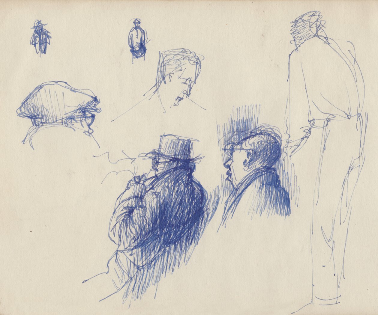 Studies, mannen met hoeden, circa 1950 door Shirley Markham