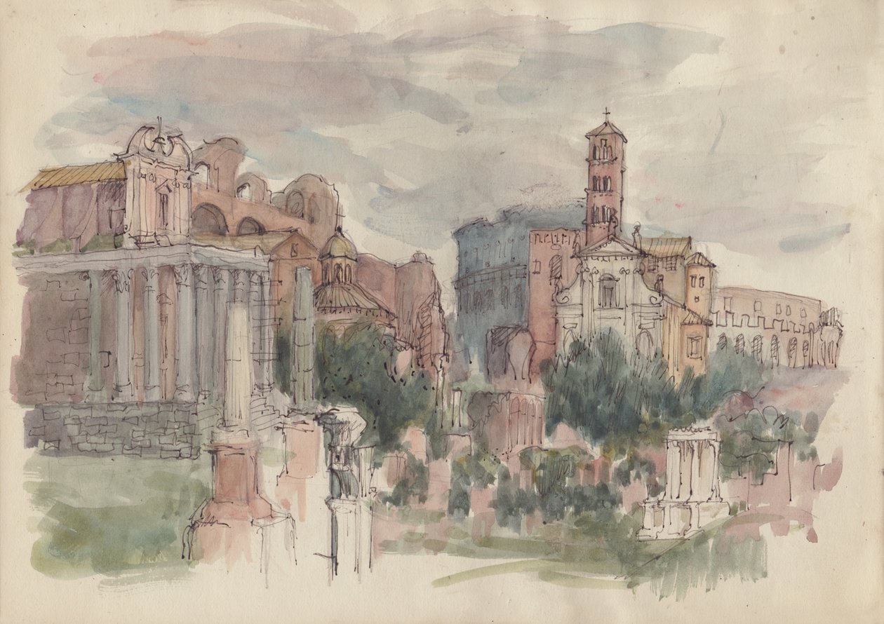 Het Forum, Rome, ca. 1950 door Shirley Markham