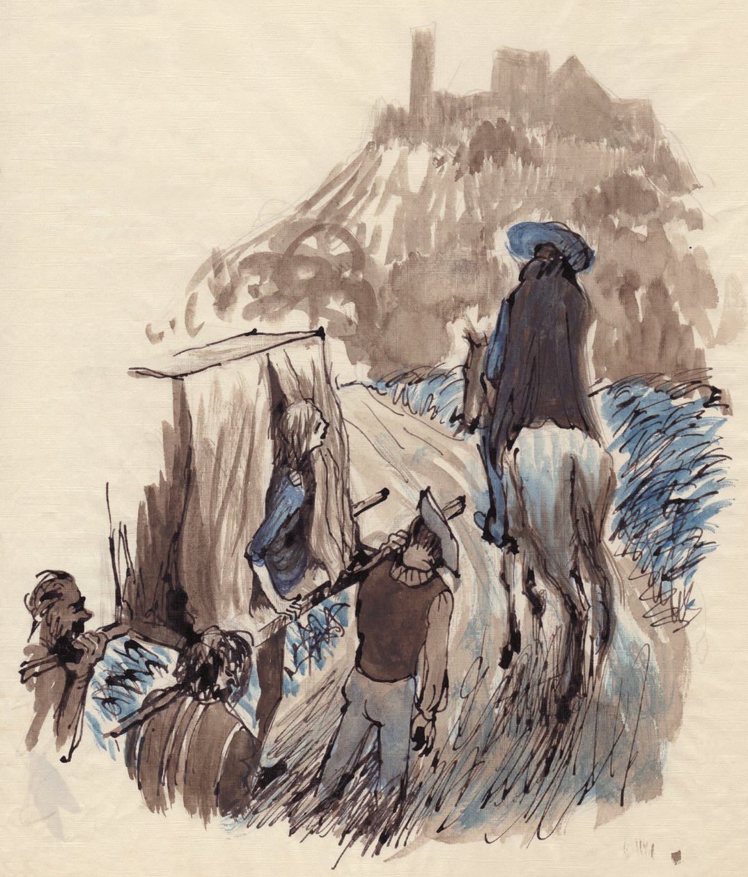 Vrouw in een draagstoel, ca. 1950 door Shirley Markham